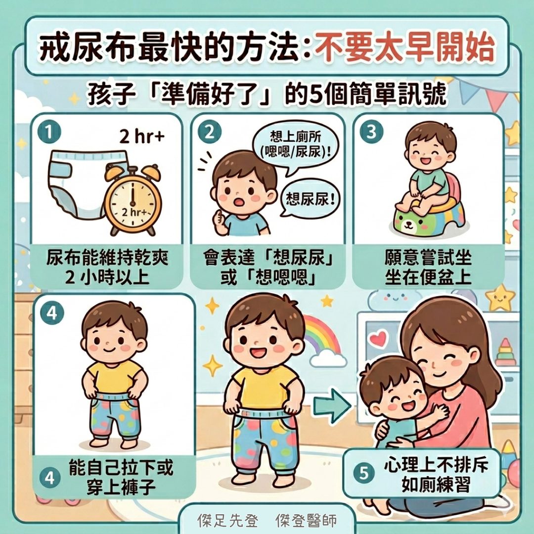 戒尿布的好時機   (資料來源:傑足先登 傑登醫師)